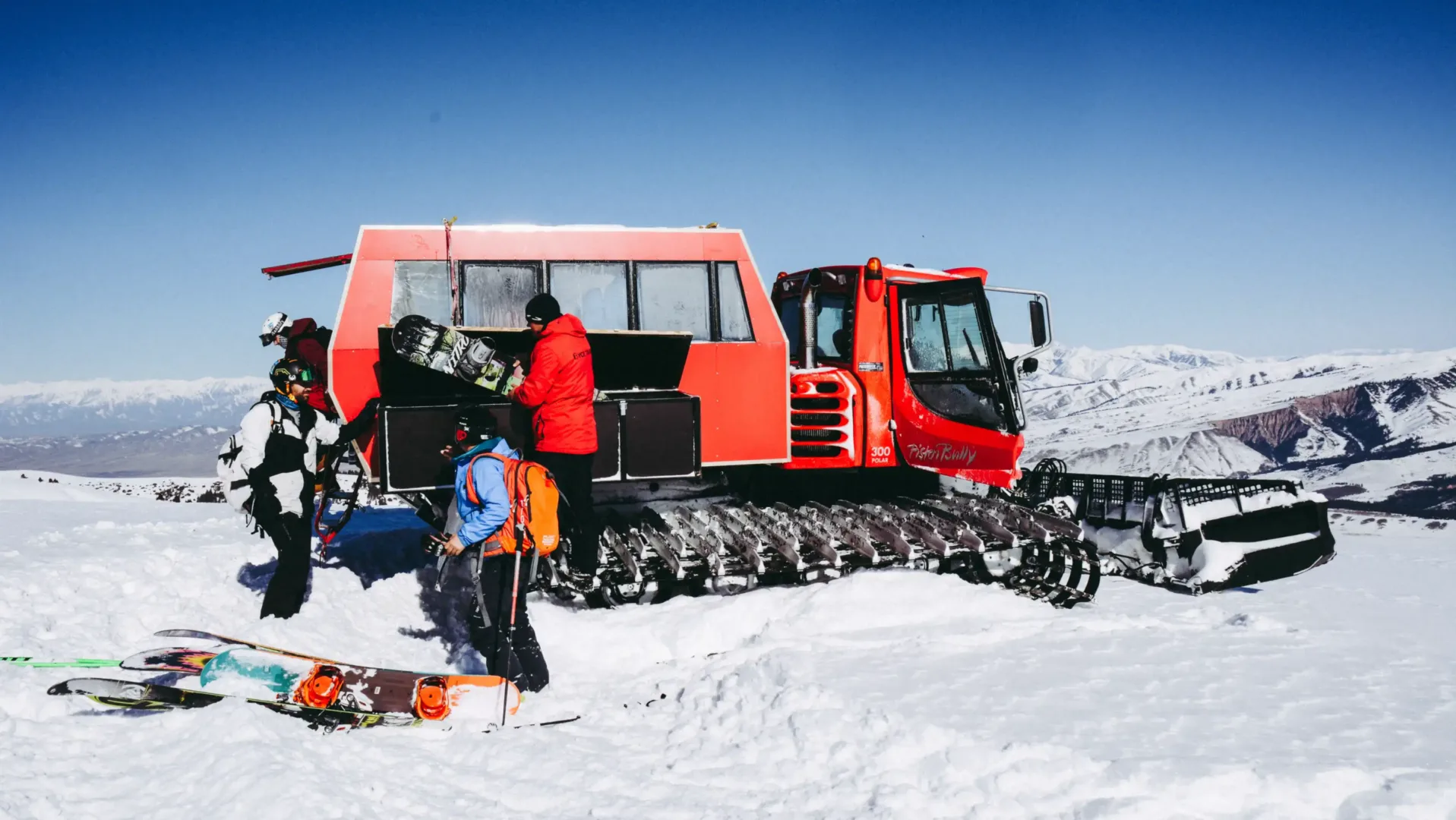 Catskiing group in Jyrgalan, Kyrgyzstan
